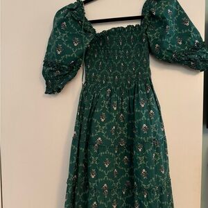 Hill House Nesli dress, emerald trellis, size XS